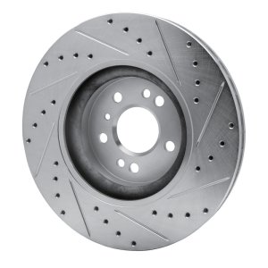 Mercedes-Benz ML350 Brake Rotor (1) - Front Left - R1 Concepts - Drilled & Slotted - Silver - `06-`12